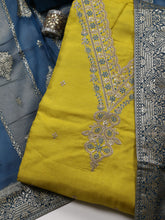 Neck Embroidered Chanderi Unstitched Suit Piece With Dupatta